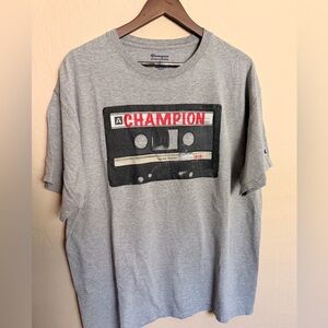 Champion Gray Long Sleeve Tee with Retro Graphic